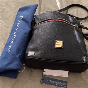 Dooney & Bourke Black Hobo Bag with Red Accent